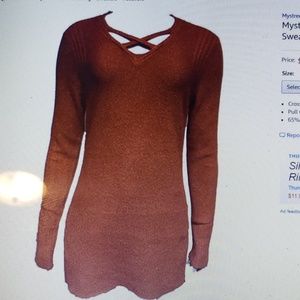 Mystree Tunic Sweater Rust Orange New Cross Front